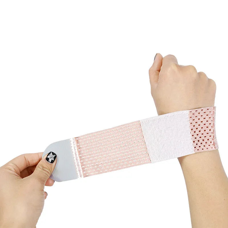 A black elastic breathable wrist guard for athletic wrist support.