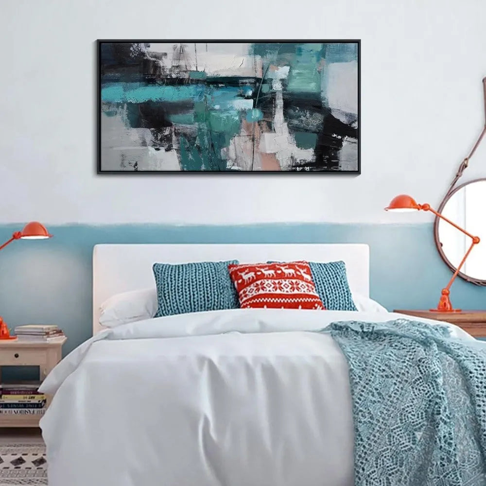 Handmade oil painting abstract canvas wall art horizontal modern mural no frame