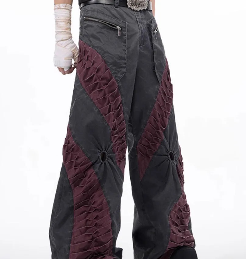 Retro three-dimensional keel casual sports pants in grey with straight hem design