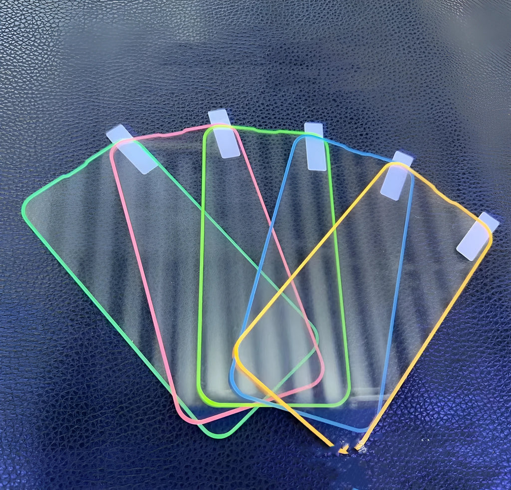 Fluorescent tempered glass screen protector for iPhone with luminous glow effect