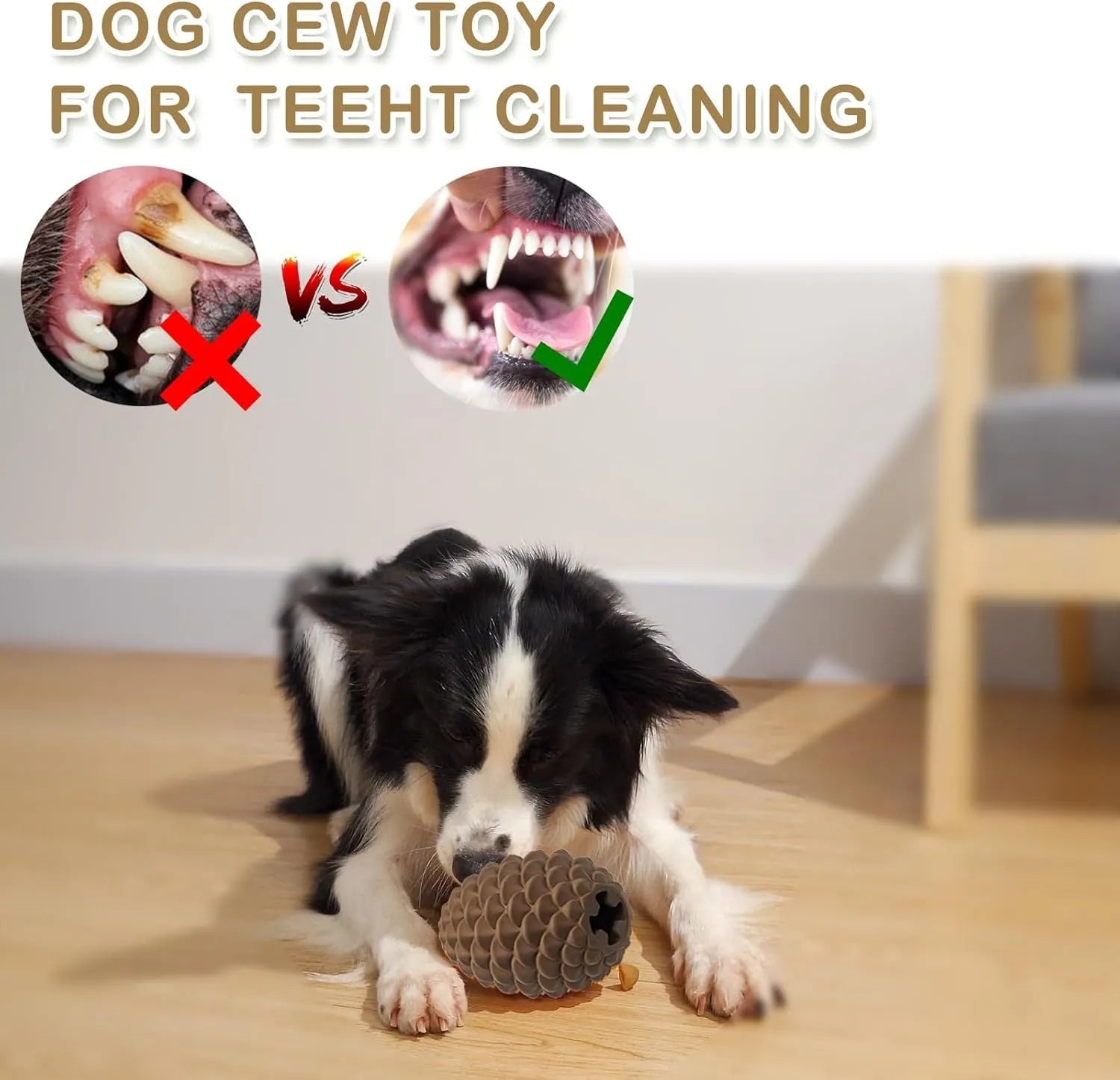 Yellow pine cone shaped dog chew toy with treat dispenser for medium large aggressive chewers