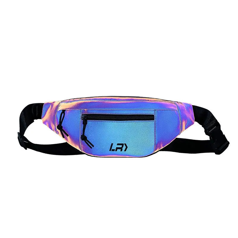 Blue reflective crossbody cycling shoulder bag with an open pocket and soft handle.