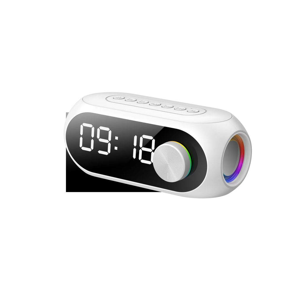 Extra Bass Portable Mini Clock Household Bluetooth Speaker in S8 Black, White or Blue colour options