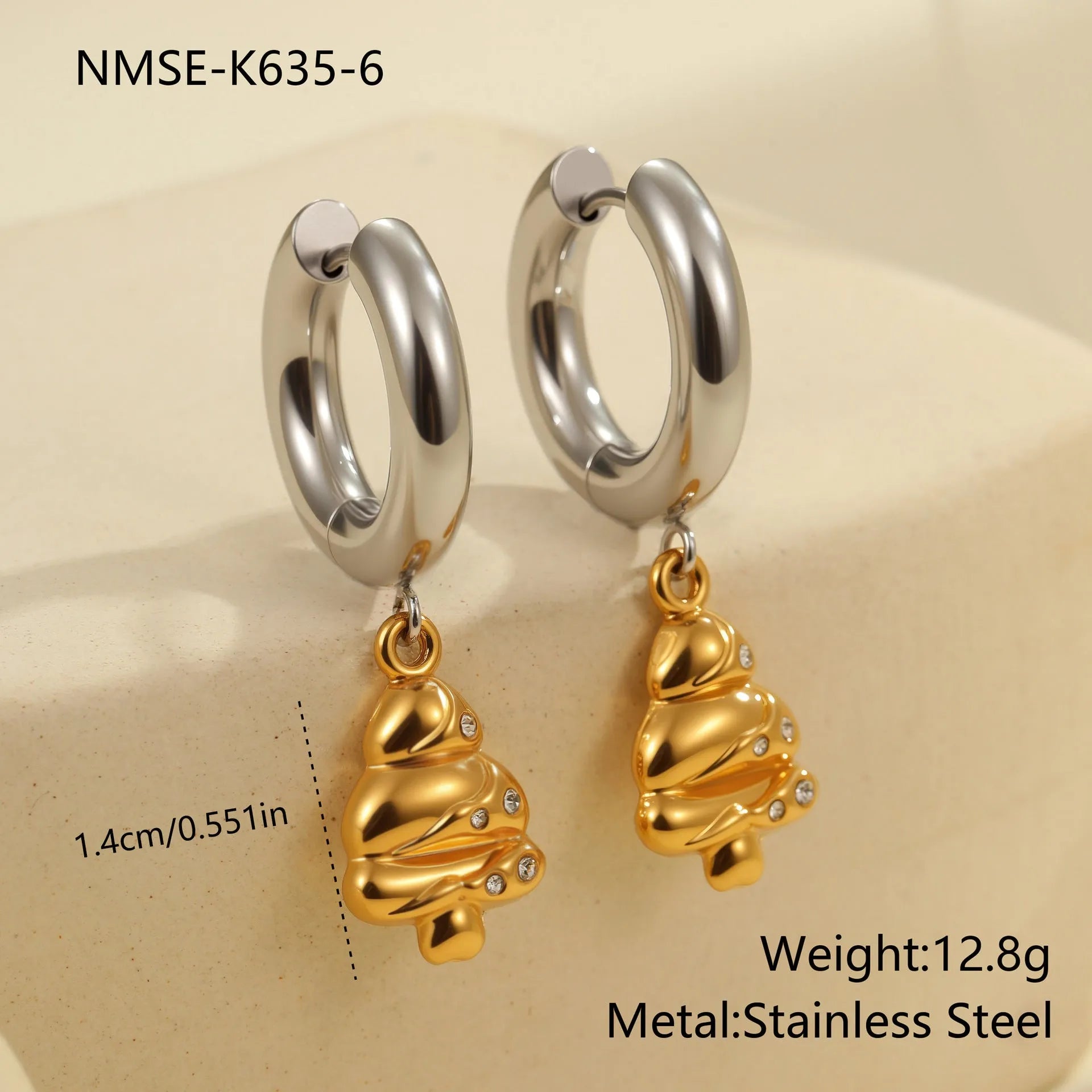 Women's Christmas tree heart earrings stainless steel electroplated 18K gold geometric designs