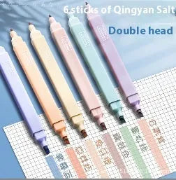 Set of double-ended fluorescent marker pens showing two coloured tips, in mixed and themed pack options.