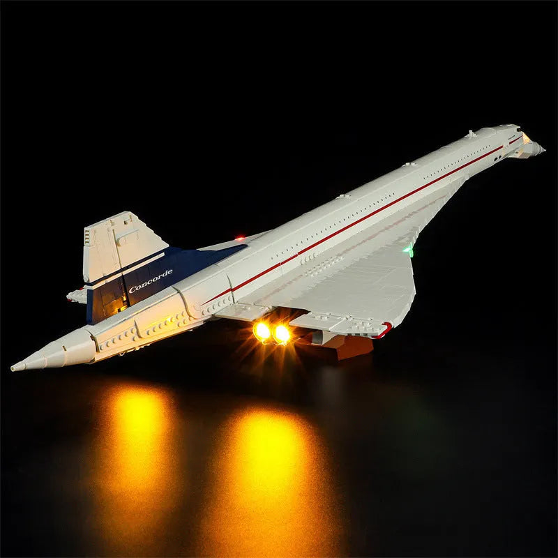 Building Blocks Toy Decorative LED Lighting Kit for Concorde Aircraft Model White Colour Box 16.5cm Display Flash Function Small Particle Plastic Construction Set Lighting Fixtures