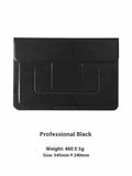 Black laptop bag bracket for 13.3-inch notebooks showing dual-angle viewing positions