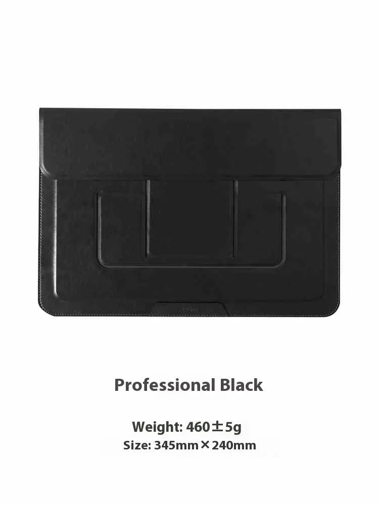 Black laptop bag bracket for 13.3-inch notebooks showing dual-angle viewing positions