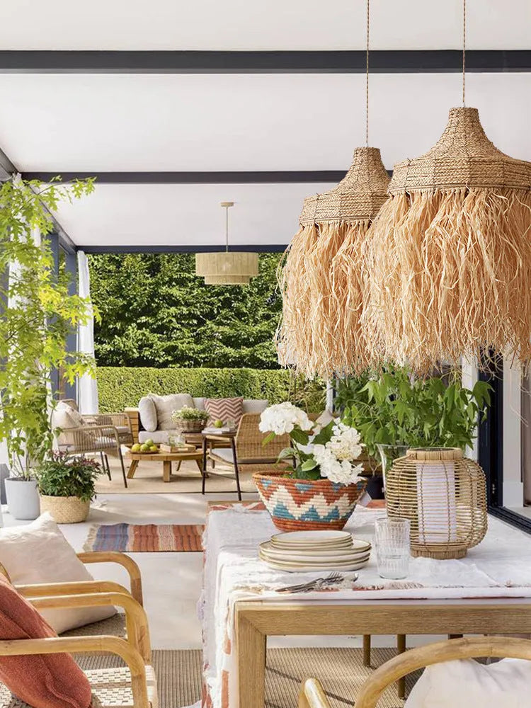 50cm diameter restaurant chandelier with woven wild vetch and willow Southeast Asian retro design