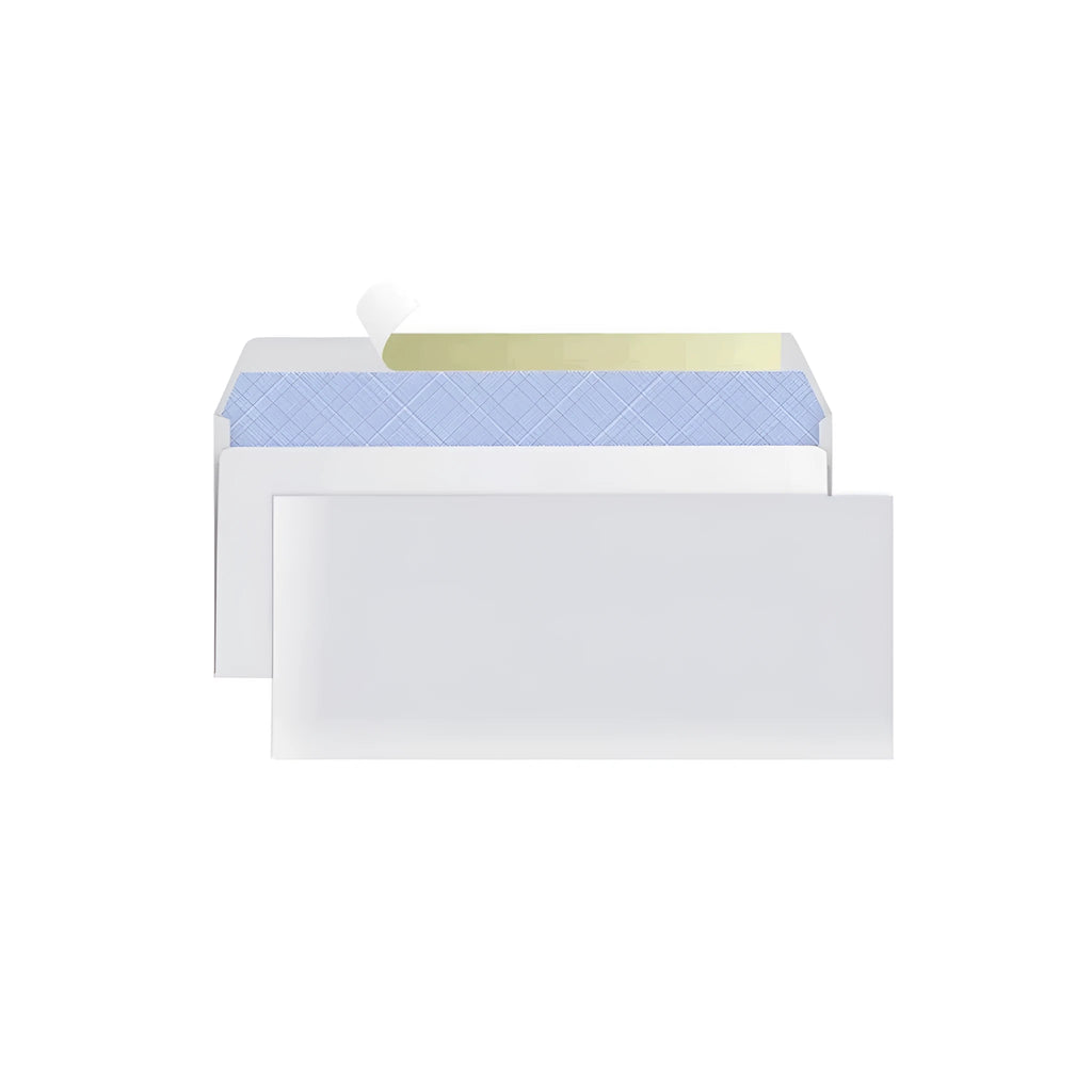 Blue anti-opening confidential envelope measuring 105x240mm with self-adhesive closure