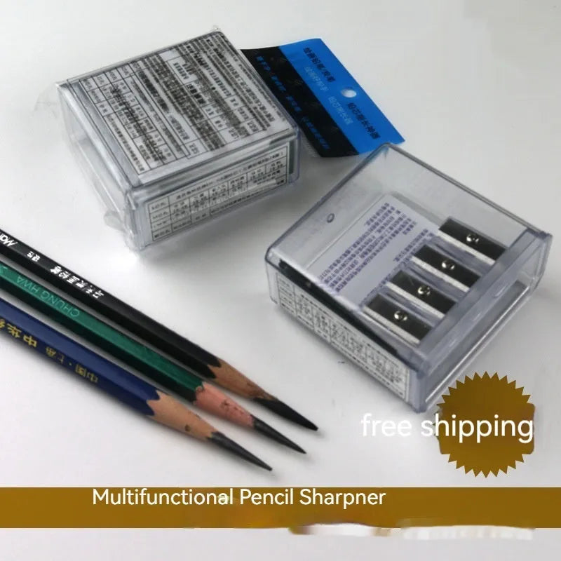 Four-hole geometric plastic pencil sharpener for art sketching with maintenance screwdriver