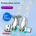 Blue and white porcelain printed woven fast charge data cable with double bend rotating design in 1m length