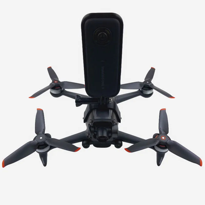 Black FPV drone expansion bracket for panoramic camera mounting with GoPro connector