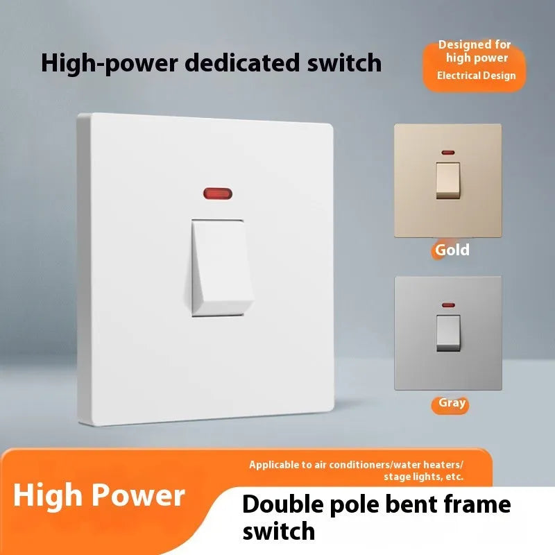 Water heater air conditioner high current switch with light panel indicator in gold finish
