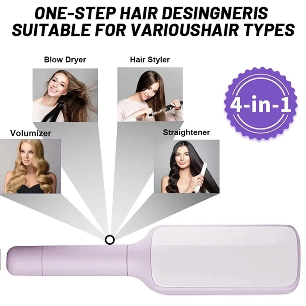 Purple self-cleaning hair brush with rotating handle and anti-static massage comb teeth