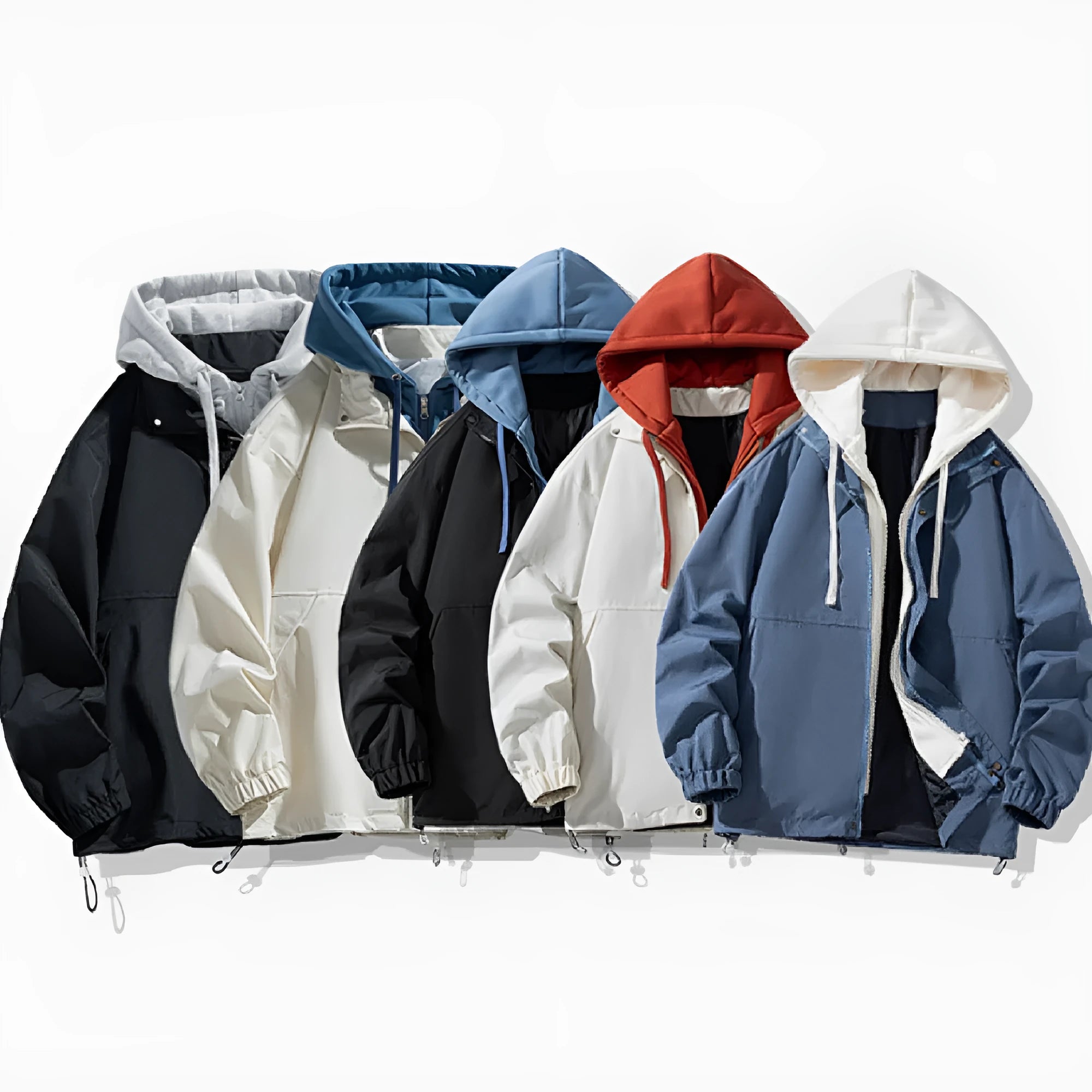 Men's loose casual polyester coat in apricot blue bottle cap colour with relaxed fit
