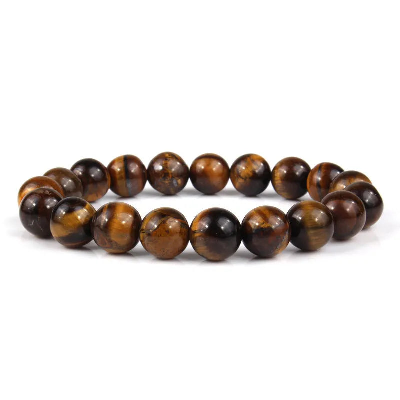 Tiger eye crystal bracelet with round geometric beads in multiple colour options