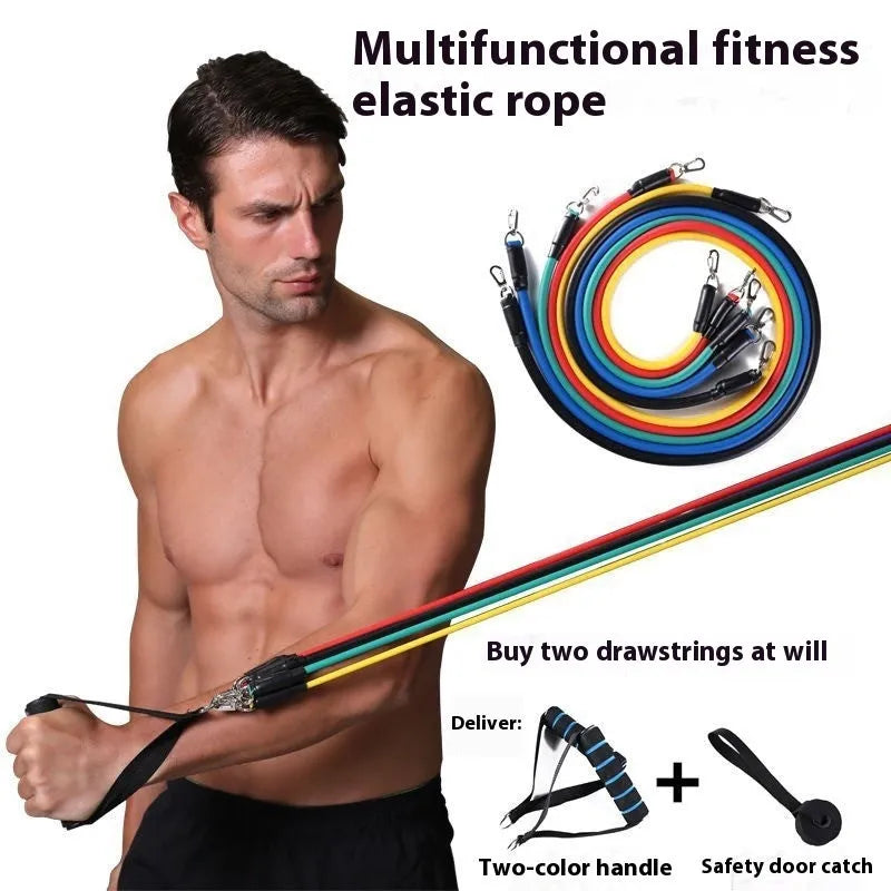 Door sports 11-piece combination pulling rope set with ABS construction and adjustable anchor attachments