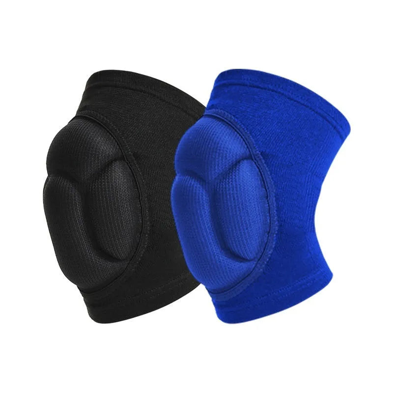 Black and blue dance kneepads with thick sponge padding for sports protection