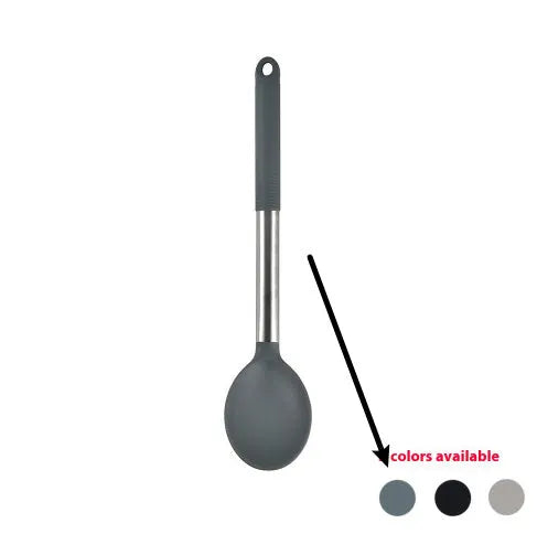 12-piece silicone kitchen utensil set with rotating storage bucket in black dark grey or khaki colour options
