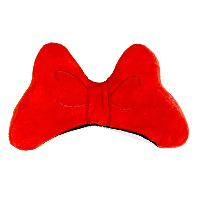 Soft plush bow tie decoration for motorcycle and ski helmets in red, peach pink, or rose pink