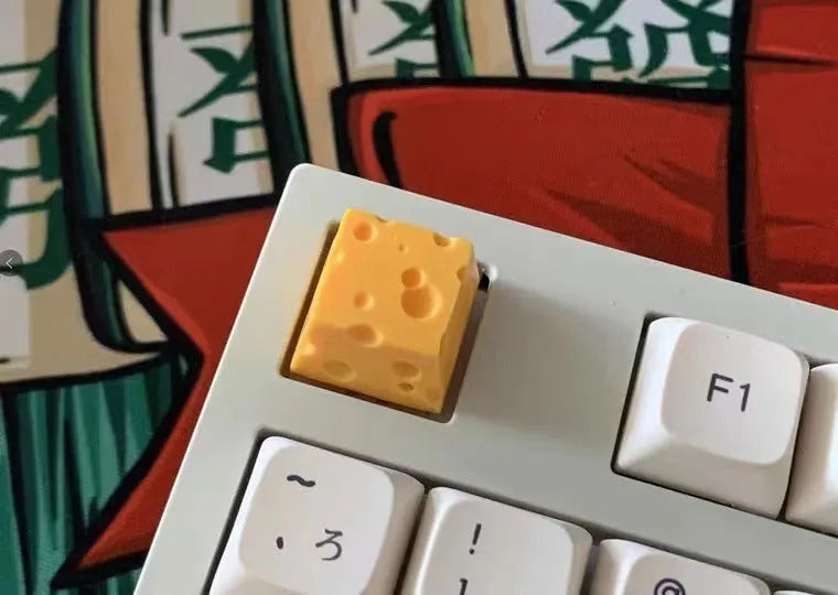 Yellow resin cheese wedge keycap for Cherry MX mechanical keyboards