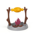 Barbecue-style plastic cat food dispenser toy for tumbling play and slow feeding
