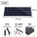 Polysilicon solar panel with dual USB ports for outdoor charging of mobile phones and tablets.