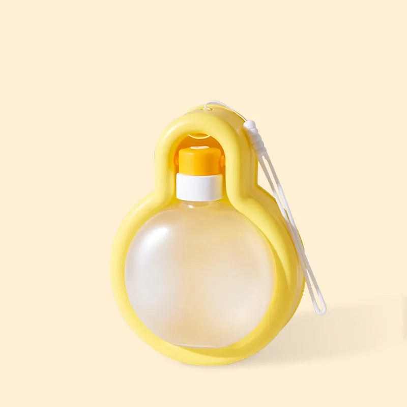 Portable dog travel water bottle with built-in drinking bowl in green colour