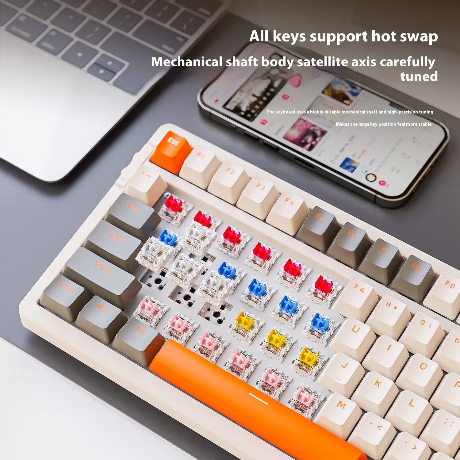 Free Wolf K96 Bluetooth wireless mechanical keyboard with compact 39cm design and red switches