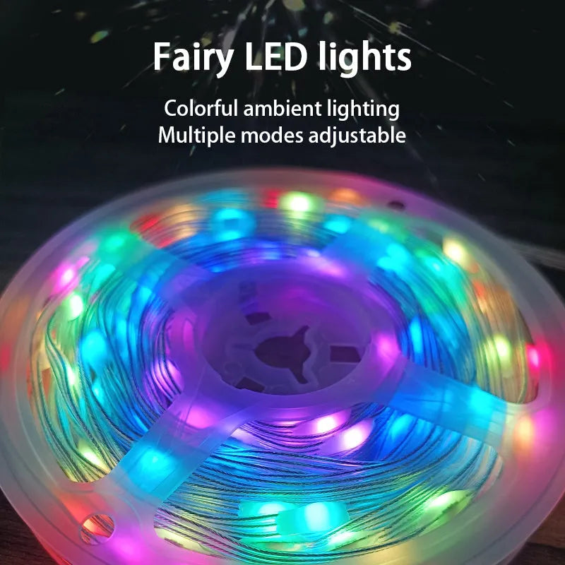 10 metre LED light string with 100 multi-colour lights in party decoration setting