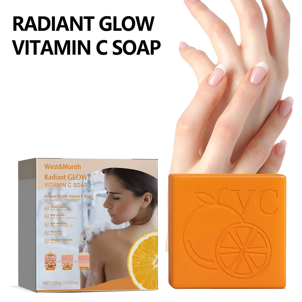 100g bar of whitening vitamin body soap with kojic acid and botanical extracts.