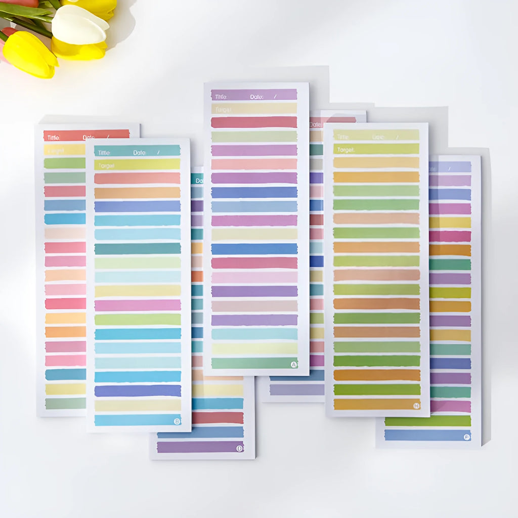 Colourful cartoon sticky note pad with plastic storage box measuring 90x248mm