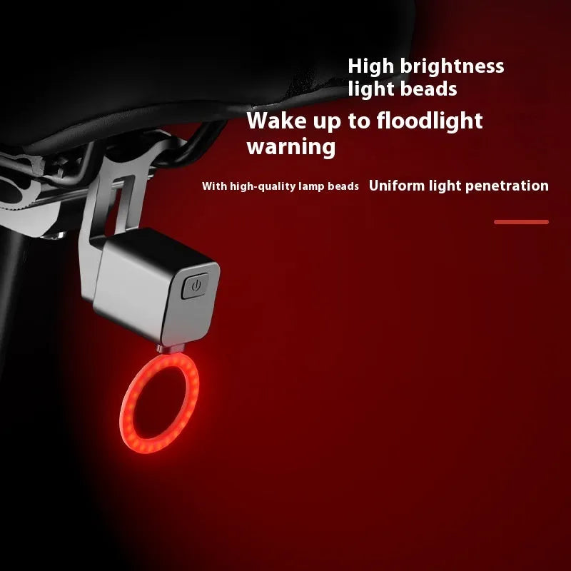 Bicycle taillight with flowing water light patterns mounted on bicycle seat tube