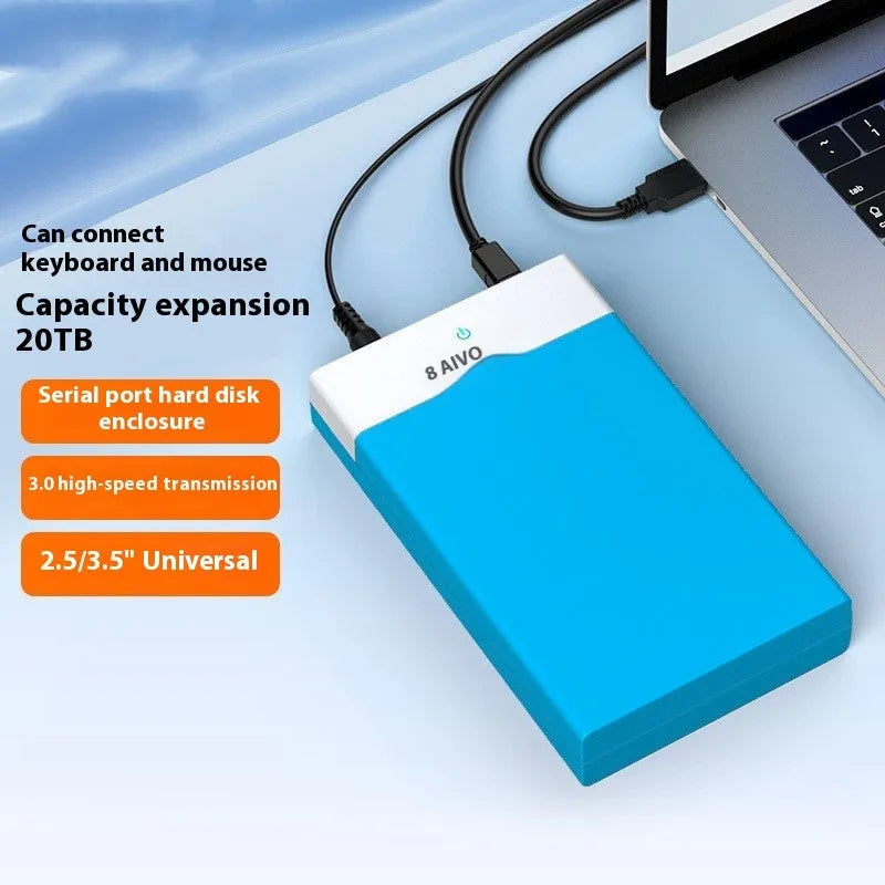 USB 3.0 external hard disk enclosure for 3.5 inch SATA drives with sliding cover and included power supply