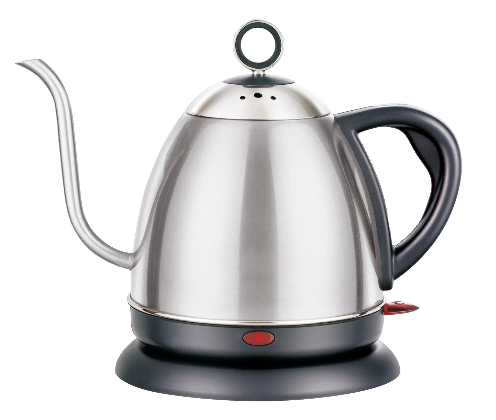 White automatic stainless steel kettle with touch control panel and 1L capacity.