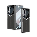 Electroplating plain leather phone case for Samsung Z Fold in black with hard shell