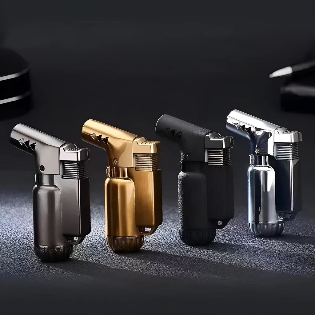 HB805-1 full metal windproof lighter in black, gold, grey, and silver colour options