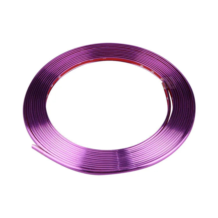 Galvanized purple PVC wheel trim roll for car decoration and protection, 8 metre length