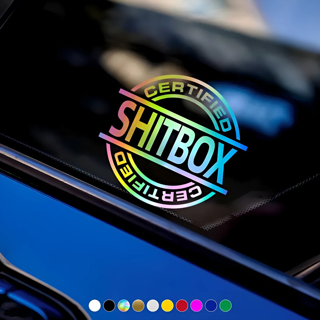 13x12cm vinyl car body sticker showing colour options including black, white, silver, gold, and bright colours