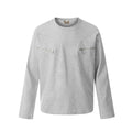 Men's black cotton loose fit long sleeve pullover showing simple retro design