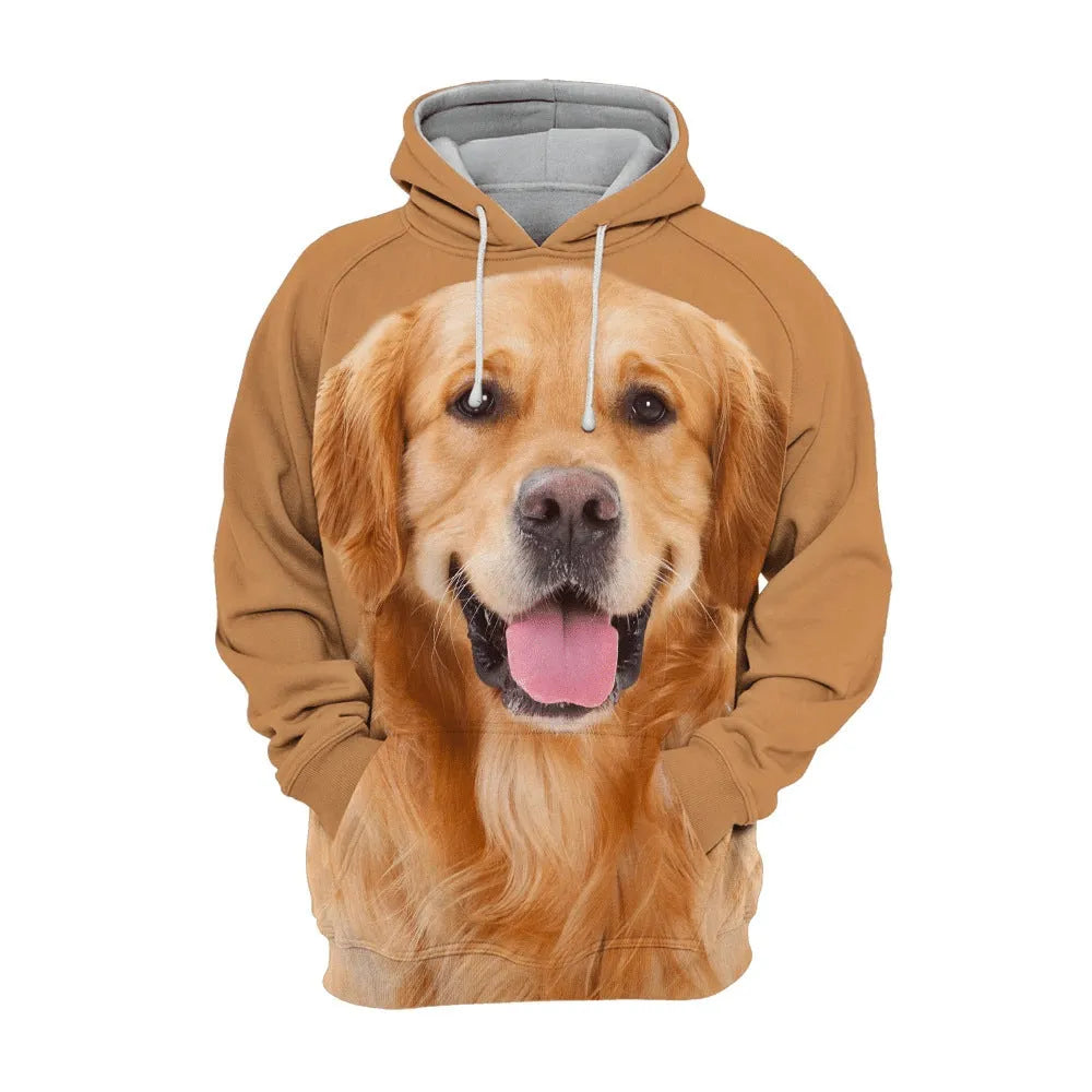 Animal dog print winter hoodie for men loose pullover polyester sportswear