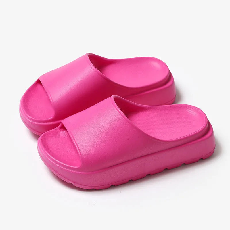 Women's fish mouth beach slippers with thick 5.5cm EVA soles in beige colour