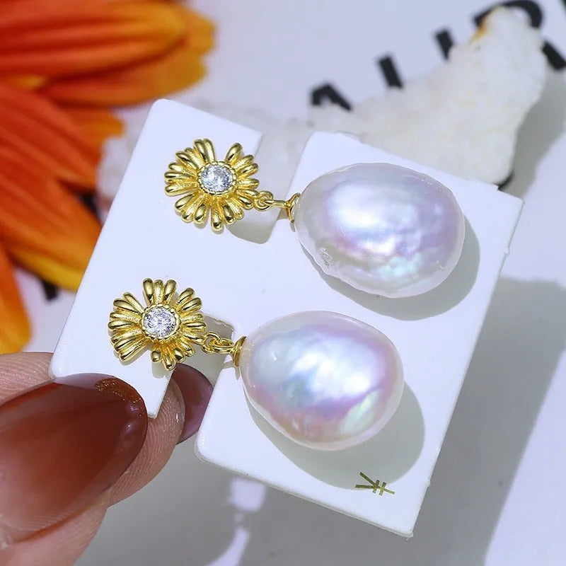 S925 sterling silver baroque flower earring holder with gold or silver finish option