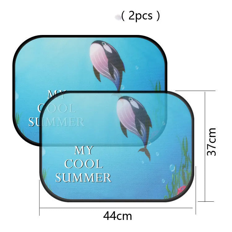 Electrostatic adsorption car side window sunshade in animal designs like giraffe and lion pairs