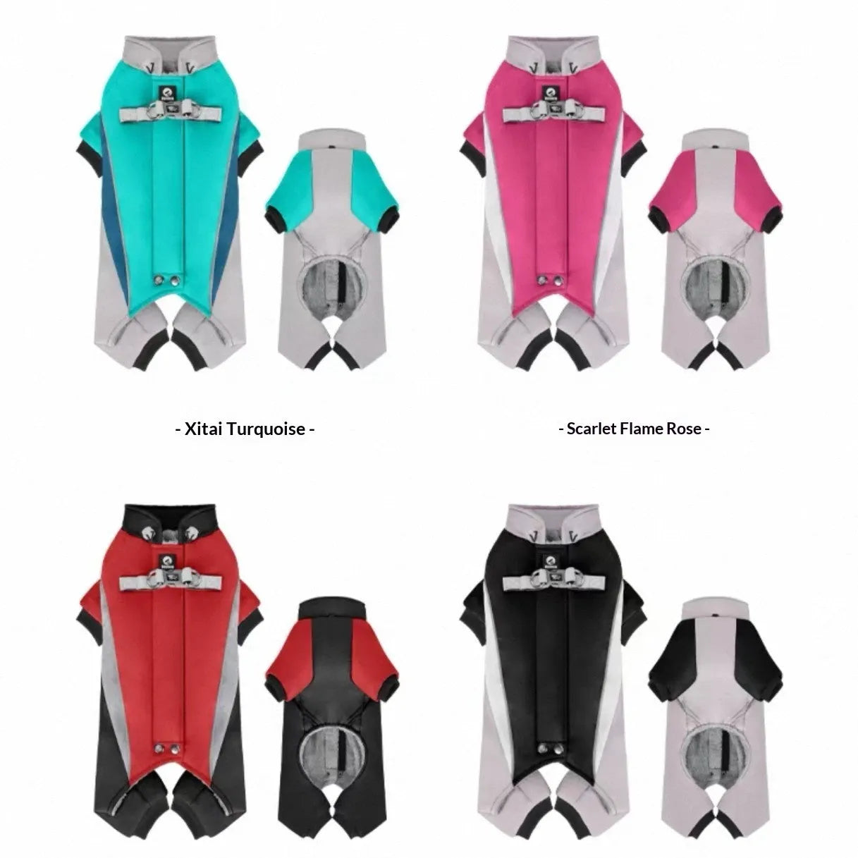 Fleece-lined waterproof four-legged pet clothing for dogs in cold weather traction coat six sizes four colours
