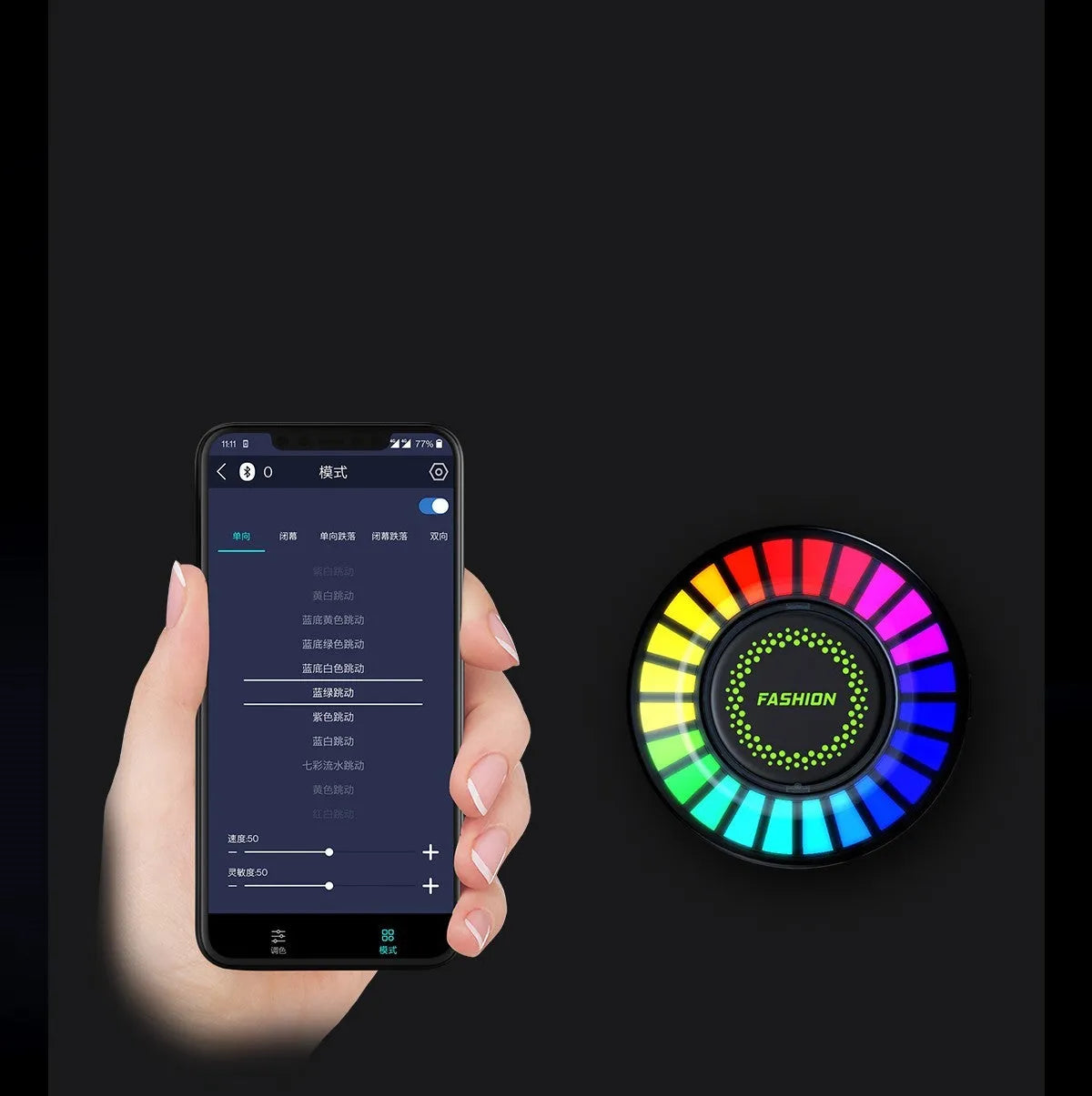 Car vent-mounted aromatherapy diffuser with RGB rhythm lighting and voice control features