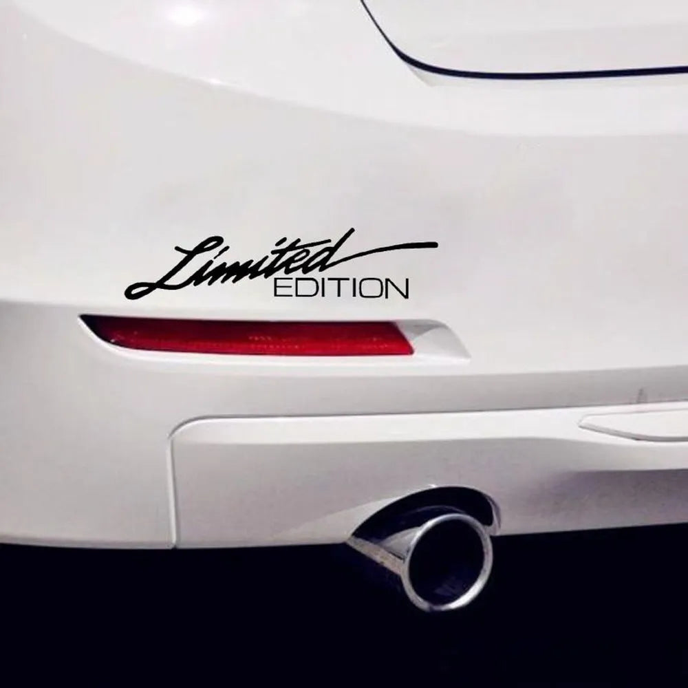 Reflective plastic bumper sticker in choice of black, white, or colourful finish, 16cm long by 3.8cm wide
