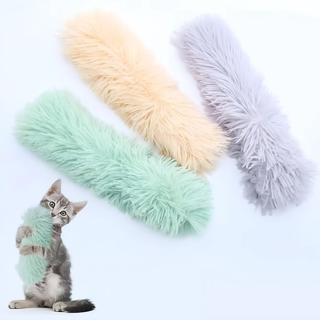 Soft plush catnip pillow toy in assorted colours for indoor cat play