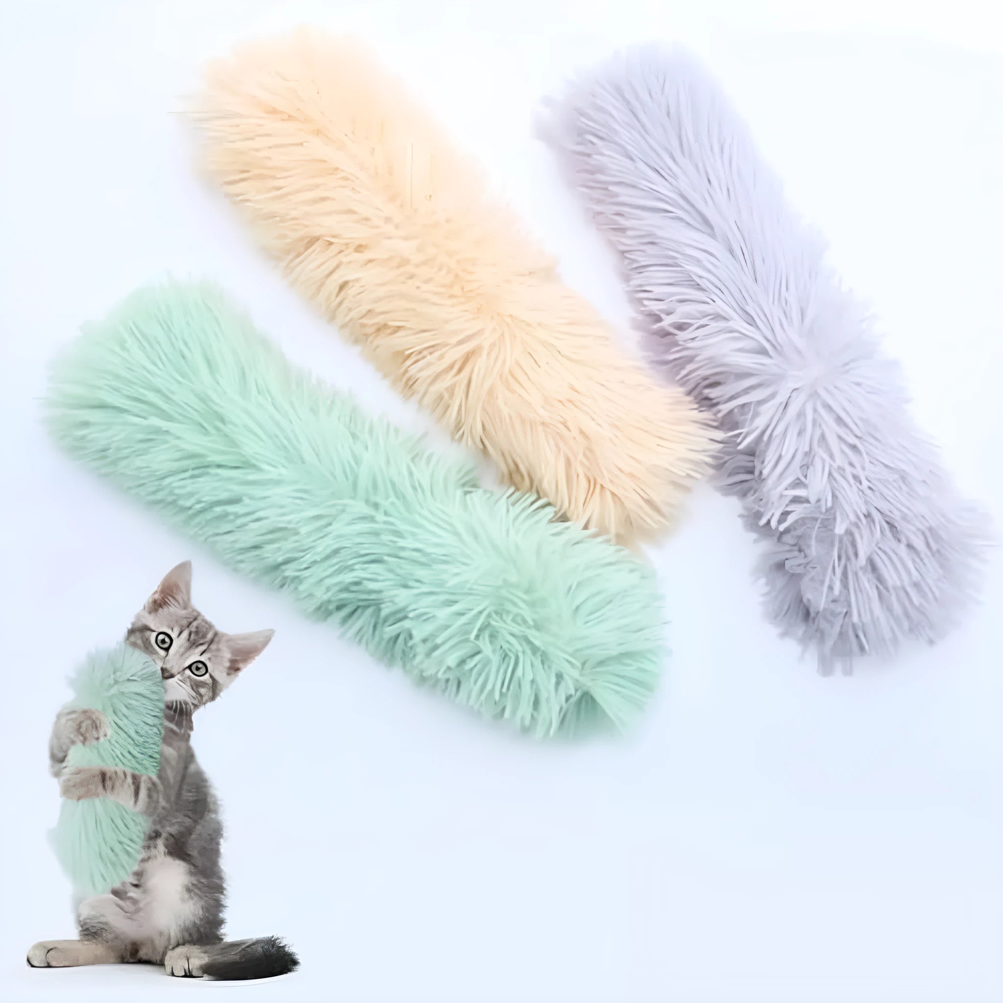 Soft plush catnip pillow toy in assorted colours for indoor cat play